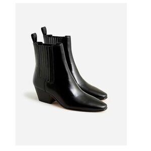 J.Crew $278 Piper Ankle Boots Black Leather Size 7.5 BT886 preowned